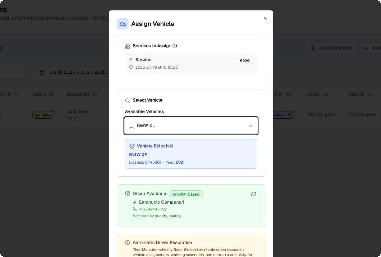 Assign Rides to your drivers - Fleetmo